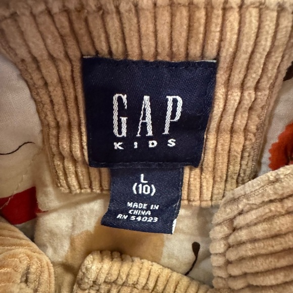 Gap Camel Corduroy Pea Coat Girls Large Size 10 Button Front Warm Floral Lined - Picture 3 of 8